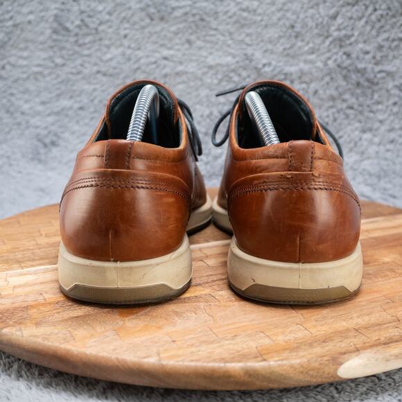 Ecco Shock Point Men's 42 US 8.5-9 Brown Leather Lace-Up Loafer Shoe - Picture 4 of 7